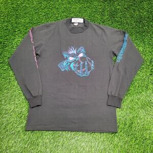 Vintage 90s Screen-Stars Shirt Womens M/L 19x27 Volleyball Alien